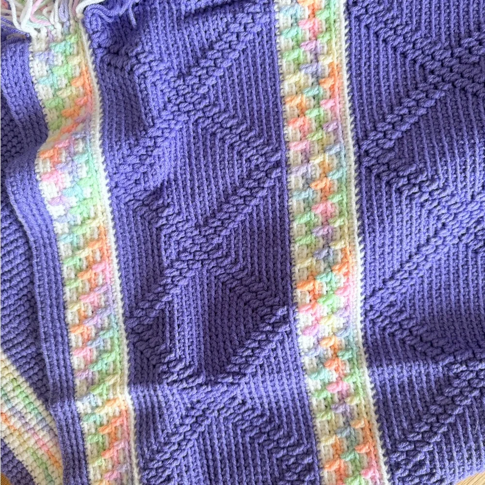 Purple and Multicolor Knit Quilt